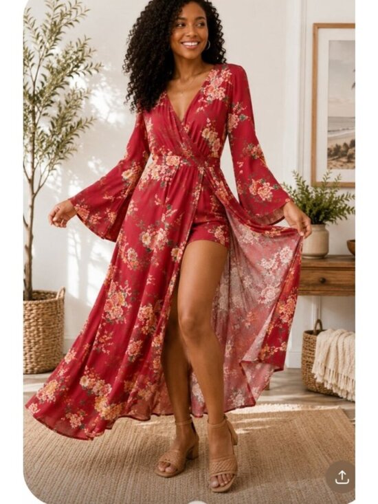 Forever 21 Dresses & Skirts - Forever 21 Floral Casual Boho Beachy Vacation Party Maxi Dress Romper Size M